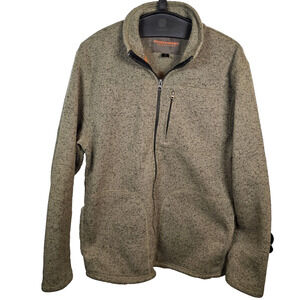 Northwest Territory Men's Medium Full Zip Fleece Jacket Olive Green Outdoor EUC